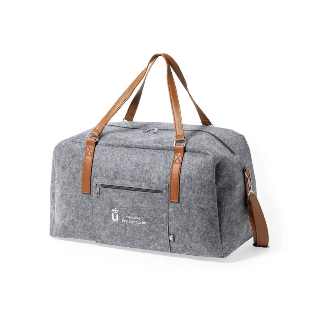 [URJC1629UN] Bolsa de Viaje Fieltro y Cuero Reciclado