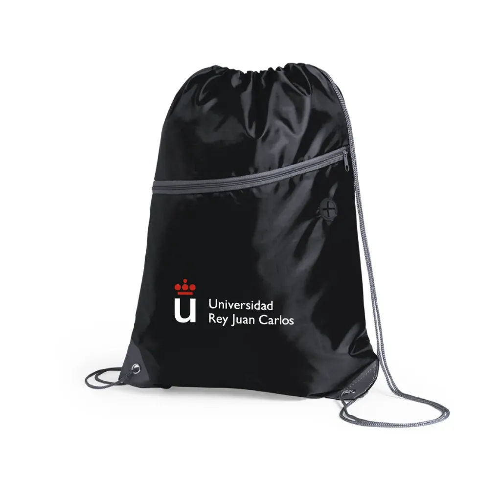 [URJC4780NE] Black Polyester Drawstring Backpack