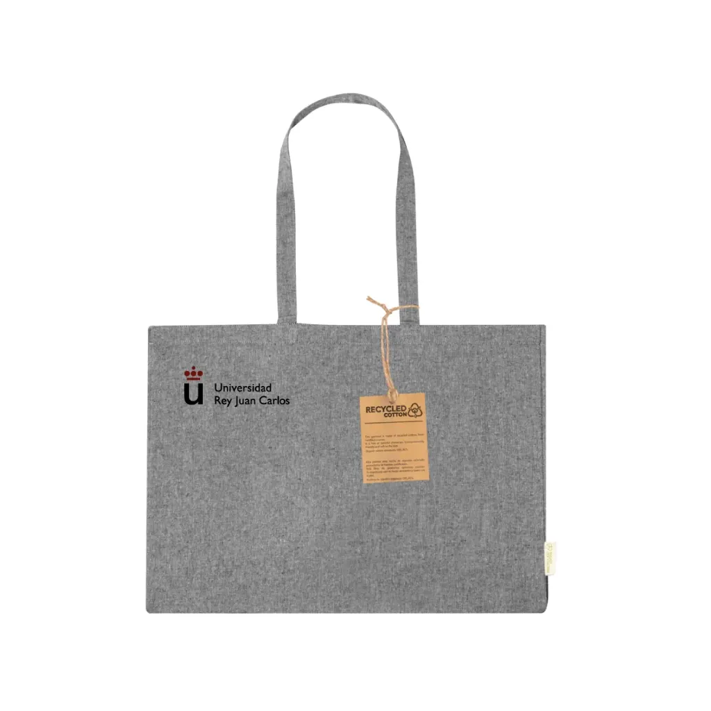 [URJC20755GR] Bolsa de Asas Largas Reciclado con Fuelle Gris