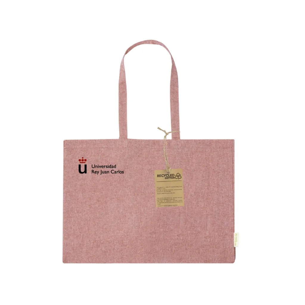[URJC20755RO] Bolsa de Asas Largas Reciclado con Fuelle Roja